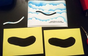 Für diese Sliderkarte habe ich zwei Moosgummistücke, die gleich groß wie die Front der Karte sind, ausgeschnitten und dem Sliderkanal genügend Platz eingeräumt.